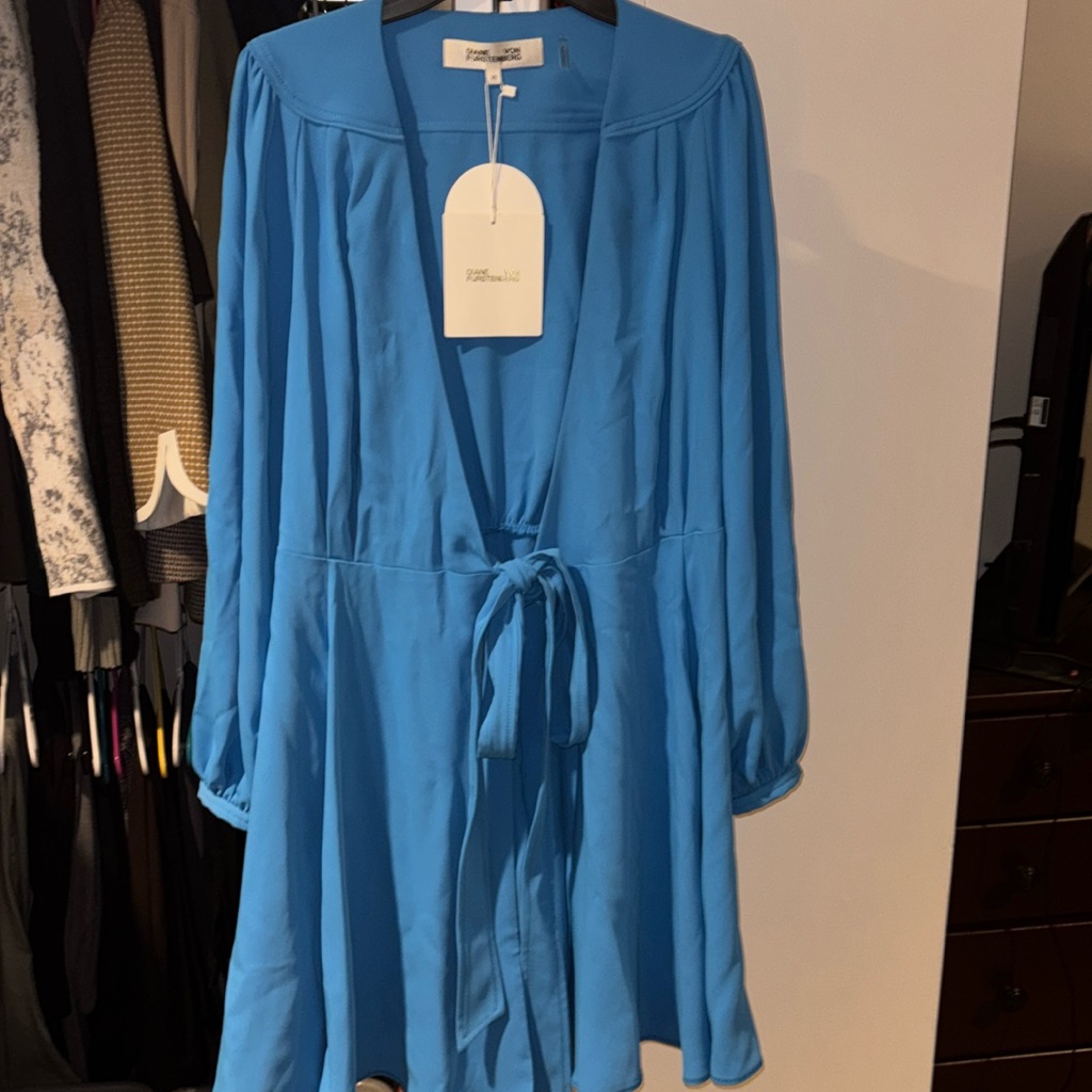 Diane Von Furstenberg Blue Xs Women’s Wrap Dress/Cover Up